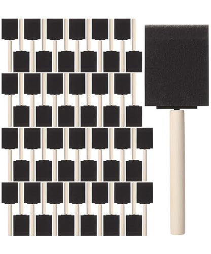 Bates- Foam Paint Brushes 2 Inch, 50 Pack, Black 2 Inch Foam Brushes for Painting with Lightweight Wooden Handles - color: Black, size: 2 Inch, 50 Pack