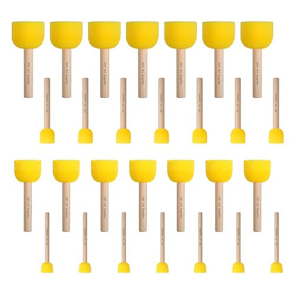Round Foam Brush 28 Piece Set 0.5''x7 0.75''x7 1''x7 +1.5''x7, Round Sponge Brush for Painting, Soft & Disposable & Washable - size: Assorted 28Pc