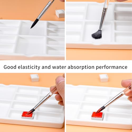 Watercolor Paint Brushes Set,Detail Line Brush,Short Handle Brushes, Soft Synthetic Hair, Pointed Round Mop Brush for Watercolor, Acrylic, Gouache, Aquarelle & Oil Painting, 6 Pcs Set