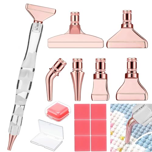 Heyseri Diamond Painting Pens, “Classic Wax Stylus” Diamond Art Pen, Gem Painting Tools Accessories, Gem Art Pen with Metal Tips for 5D Craft Nail - color: 14PCS-White Pen+Rose Gold