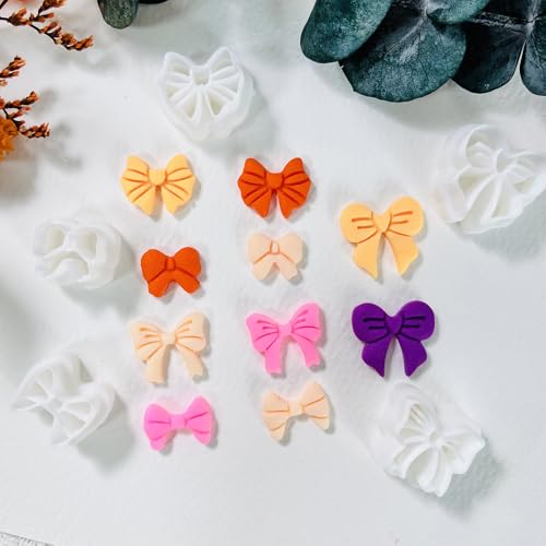 Xaekicr Polymer Clay Cutters Bow Set – 5PCS Cute Bow Clay Cutters for Polymer Clay Jewelry, Sweet Ribbon Clay Earring Cutters Shapes, DIY Clay Tools for Earrings, Charms and Crafts - color: F color