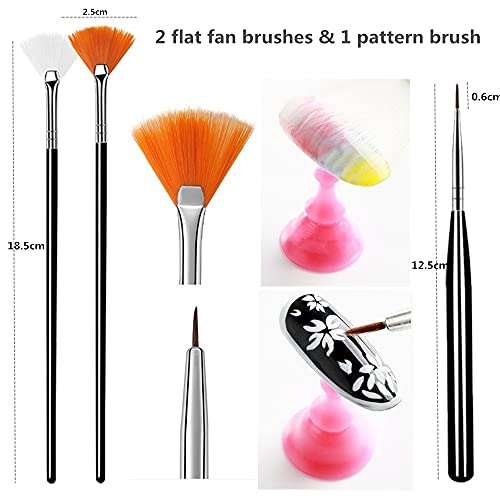 FULINJOY 20PCS Nail Art Design Tools, 15PCS Painting Brushes Set (Black) with 5PCS Dotting Pens - color: 20pcs - black