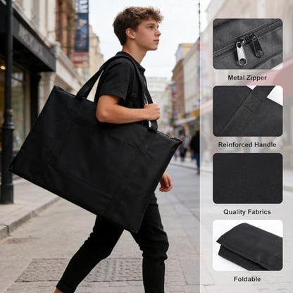 Ostlttyn Art Portfolio Case, Waterproof 24x36 Inch Large Art Portfolio Bag with Shoulder Strap for Artwork, Poster, Sketching, and Drawing, Black - size: 24 x 36 inches