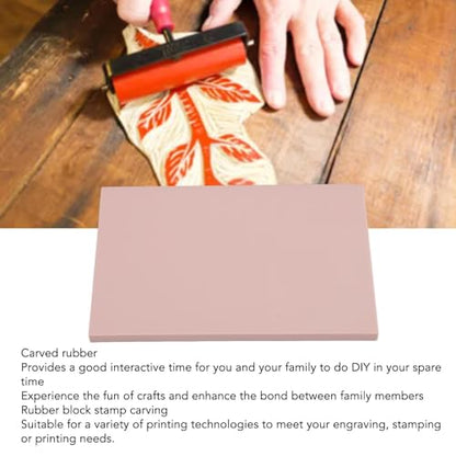 Premium Soft Rubber Carving Blocks DIY Stamp Making Kit for Artists Crafters Woodblock Printing 10PCS 15x10x0.8cm (Roseate)
