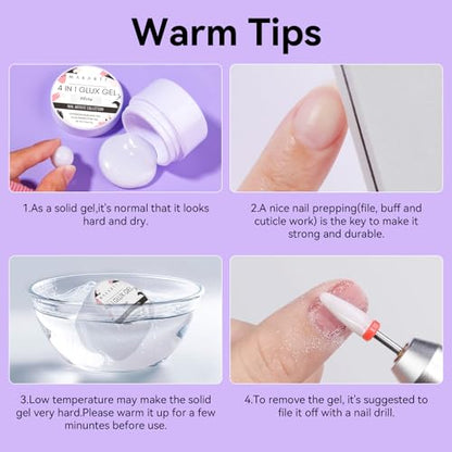 Makartt White 3d Gel Nail Art: 4-in-1 3d Nail Gel Sculpting Gels White Non-sticky for Extension, Shaping, 15ML Solid Builder Nail Gel for Nail Strengthen & Sculpture Gels for Nails Salon Home - color: White