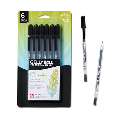 SAKURA Gelly Roll Classic, Fine Pt, Black, 6 Count - style: 6 Pen Pack