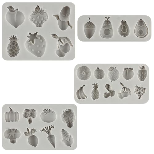 Lovely Small Items Silicone Fondant Molds Vegetables Fruit Silicone Molds For Cake Decorating Cupcake Topper Candy Chocolate Gum Paste Polymer Clay Set Of 4 - color: Style C