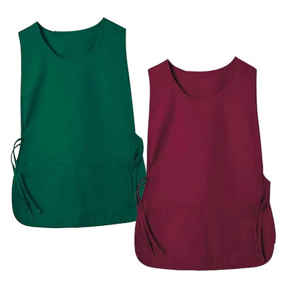 Large Smock Cobbler Apron for Men & Women, Adjustable Side Ties & 2 Pockets - color: Wine Red+green