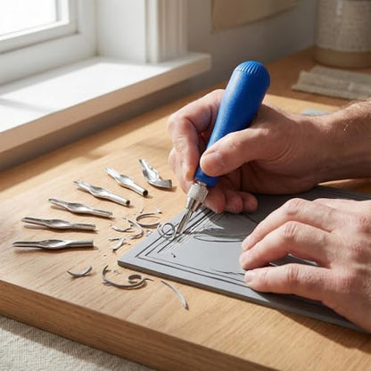 Falling in Art Block Cutters- Craft Linoleum Carving Tools with 6 Type Blades and 2 Plastic Storage Handles - style: 6 Type Blades &2 Handles