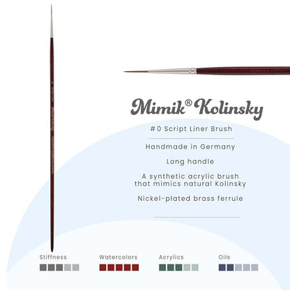 Creative Mark Mimik Kolinsky Watercolor Brush - # 0 Script Liner - Long Handle Synthetic Paint Brush - Handmade in Germany - Synthetic Sable Paint Brushes for Professional Artists - Animal-Friendly - size: 0