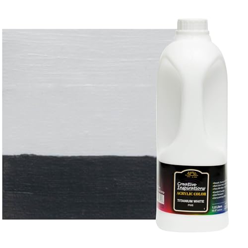 Creative Inspirations Acrylic Paint - Titanium White - 1.8 Liter - Smooth & Creamy Consistency, Vibrant Pigmentation, Great Coverage for Artists - Clean Up with Soap & Water - color: Titanium White, size: 60.87 Fl Oz (Pack of 1)