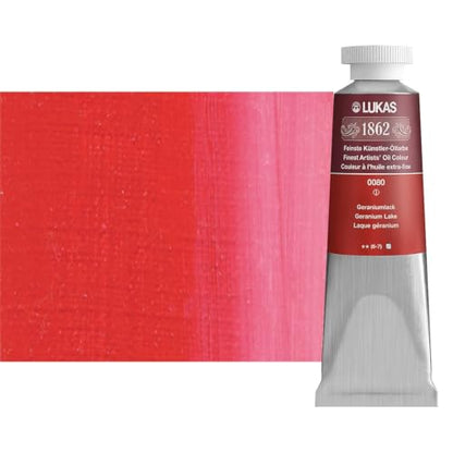 Lukas 1862 Professional German Oil Paint, Geranium Lake 37 mL - w/Beeswax & Non-Yellowing Sunflower Oil, Short Drying Time, Smooth, Outstanding Lightfastness - color: Geranium Lake, size: 1.25 Fl Oz (Pack of 1)
