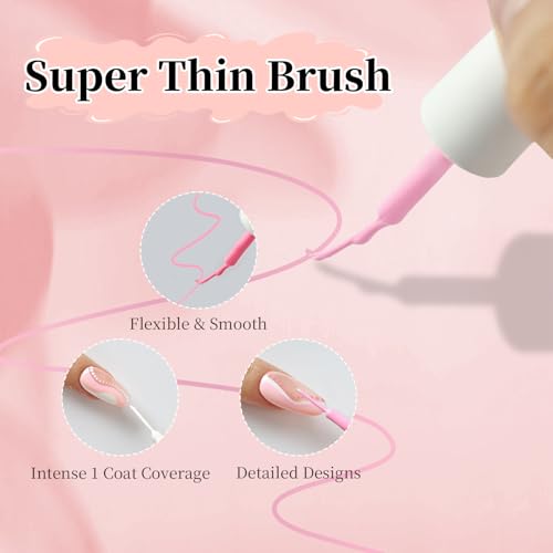 JODSONE 5ml Nail Art Gel Liner Set 10 Colors Gel Nail Polish Need U V Lamp Cured with Thin Brush Gift for Girls at Home Salon Design,Pink Red Blue Purple - color: LB501-LB510