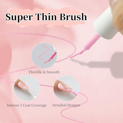 JODSONE 5ml Nail Art Gel Liner Set 10 Colors Gel Nail Polish Need U V Lamp Cured with Thin Brush Gift for Girls at Home Salon Design,Pink Red Blue Purple - color: LB501-LB510
