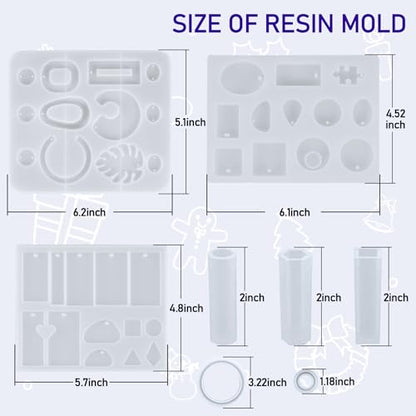 IGaiety Resin Kits for Jewelry Making Silicone Molds Starter Kit 278 Pcs Bundle with Epoxy Resin Silicone Mold Art for DIY Jewelry Earring Keychain Necklace Rings Making Adults Beginners - size: X-Jewelry Mold