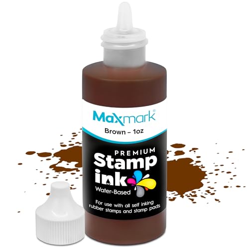 MaxMark Premium Refill Ink with Control Tip Bottle for Self-Inking Stamps, Brown Color - 1 oz. - color: Brown, size: 1 fl oz