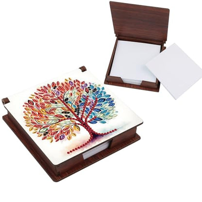 Diamond Painting Kit memo Box, Diamonds Art DIY Four Seasons Tree Patterns Sticky Note Box Special Shape Drill, with 160 Sticky Note, Ideal for Home Office Supplies, Handicrafts, Holiday Gifts - color: Four Seasons Tree