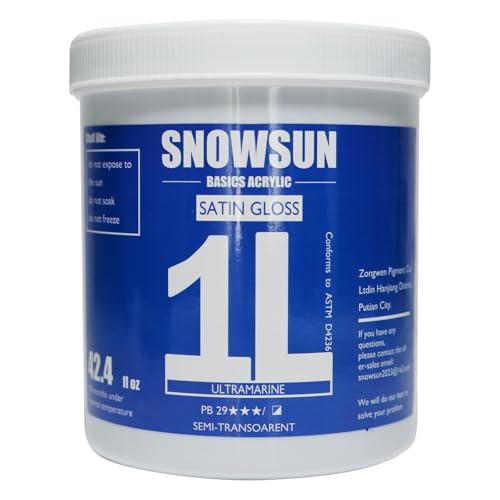 SNOWSUN Ultramarine Acrylic Paints, Large Bulk Heavy Body Acrylic Paint (42.4 oz, 1L) - Non Toxic Gloss Thick Art Paint for Multi-Surface, Ideal for Canvas Wood Ceramic Fabric and Leather, Stone Craft, for Artists & Beginners - color: Ultramarine