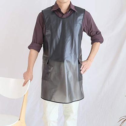 NEWGEM Waterproof Apron with Pockets for Women Cooking Painting Baking Gardening - color: Black Transparent