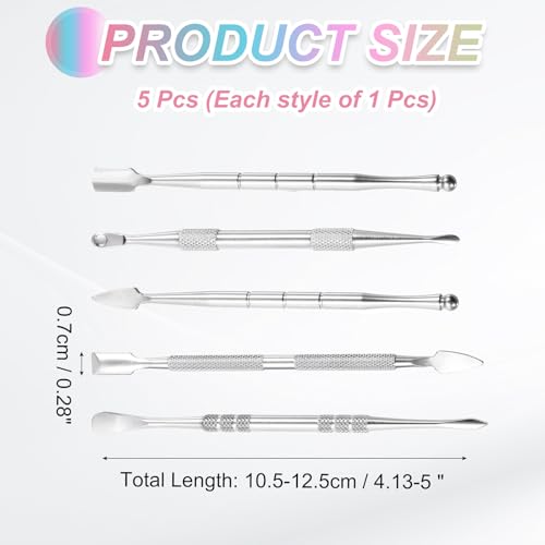 MECCANIXITY 6 Pcs Wax Carving Tools Stainless Steel Wax Carving Sculpting Tools with 5ml Silicone Container Jar for Modeling Shaping, Silver Tone - color: Silver Tone