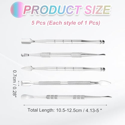 MECCANIXITY 6 Pcs Wax Carving Tools Stainless Steel Wax Carving Sculpting Tools with 5ml Silicone Container Jar for Modeling Shaping, Silver Tone - color: Silver Tone