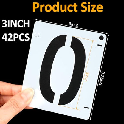 42 PCS Letter Stencils for Painting, Spray Paint Stencil, Alphabet Stencils for Crafts Reusable on Wood, Wall, Rock, Fabric, Sign, School DIY Art Projects （3 Inch - size: 3 Inch