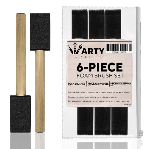 Pack of 6 Premium Quality Foam Paint Brushes Set - Versatile Sponge Brush for Detailed Craftwork - Ideal for Seamless Painting Experience - color: 6 Pack