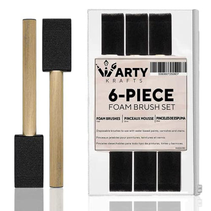 Pack of 6 Premium Quality Foam Paint Brushes Set - Versatile Sponge Brush for Detailed Craftwork - Ideal for Seamless Painting Experience - color: 6 Pack
