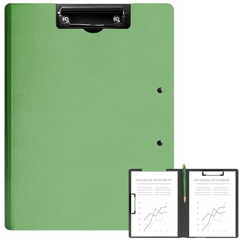 Clipboard Folder, A4 Foldable Clipboards, Office Clipboard Folder with Double Clips Metal Clip, 360 Degree Foldable Storage Clipboards for Office, School or Medical Field, Green - style: 1Pack- Green