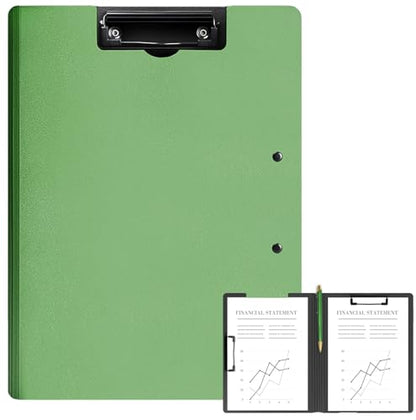 Clipboard Folder, A4 Foldable Clipboards, Office Clipboard Folder with Double Clips Metal Clip, 360 Degree Foldable Storage Clipboards for Office, School or Medical Field, Green - style: 1Pack- Green