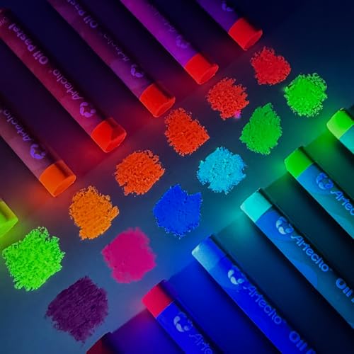 Artecho Neon Oil Pastels Set of 12 Colors (8 x 60 mm) | Soft Oil Pastels, For Art Painting, Drawing, Blending, For Artists, Beginners, Students, Teachers - style: 12 Neon Colors