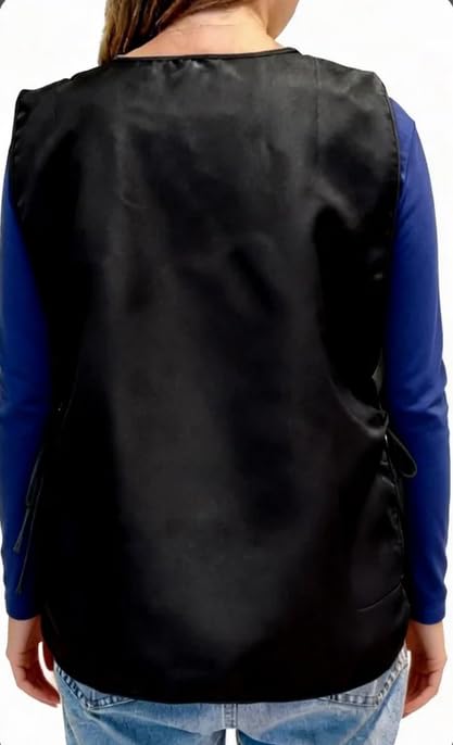 Large Smock Cobbler Apron for Men & Women, Adjustable Side Ties & 2 Pockets - color: Black +Blue