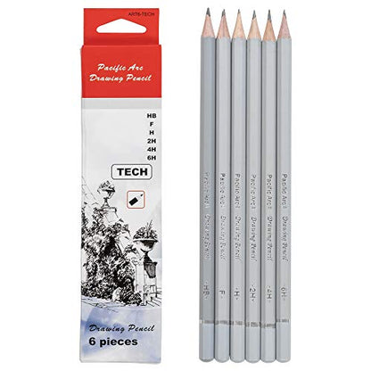 Pacific Arc Premium Graphite Drawing Pencils for Artists - Professional Pencils for Drawing, Drafting, Sketching and Shading - Great Non Toxic Art Supplies Set for Adults and Kids