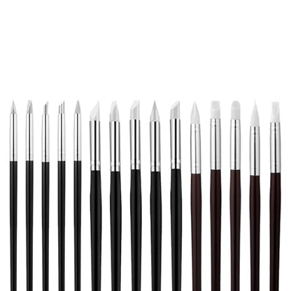15 Pcs Silicone Paint Brush Black Silicon Color Shapers Brushes for DIY Handicraft Professional Silicone Sculpting Tools Flexible Clay Sculpture Tools for Drawing Sculpture Nail Design（3mm/5mm/8mm）