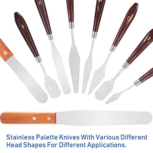 Glarks 9Pcs 3D Printer Accessories 3D Print Removal Tool Shovel Tool Set, Stainless Steel 3D Printer Spatula Palette Knife with Sturdy Wooden Handle to Remove Models from 3D Printers