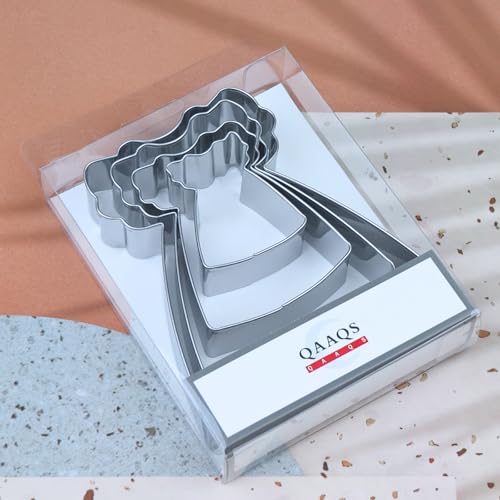 Baby Doll Dress Cookie Cutter Set - 5 inch, 4 inch, 3 inch, 2 inch - 4 Piece Baby Girl Princess Dress Cookie Cutters Shapes Molds - Stainless Steel - color: Baby Dress