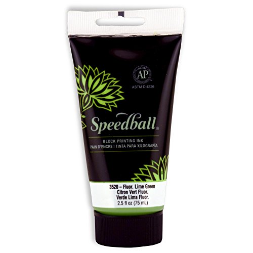 Speedball Water-Soluble Block Printing Ink, 2.5-Ounce Tube, Fluorescent Lime Green - color: Fluorescent Lime Green, size: 2.5 fl oz