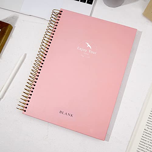 FLYING EAGLE Blank Spiral Notebook Journal 8.5 x 11, 210 Pages Hardcover Sketchbook for Drawing, Pink - color: Pink, size: blank page