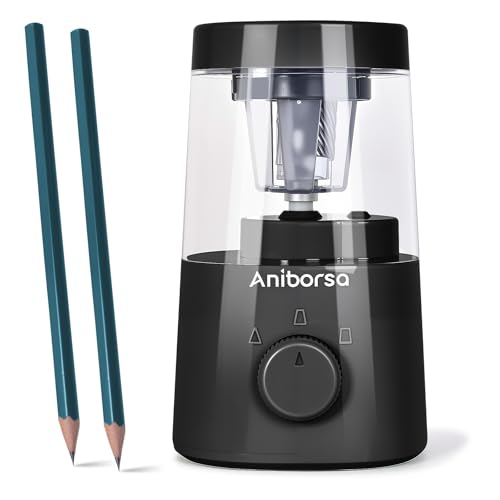 Electric Pencil Sharpener, Helical Blade Automatic Pencil Sharpener, Battery/USB Cord Operated Adjustable Sharpness for 6-8 mm Pencil, Classroom, School, Office, Home, Black - color: Black