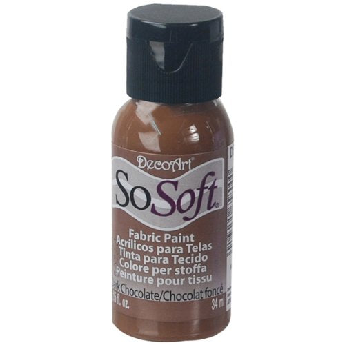 DecoArt DSS23-26 SoSoft Fabric Acrylics Paint, 1-Ounce, Dark Chocolate - color: Dark Chocolate