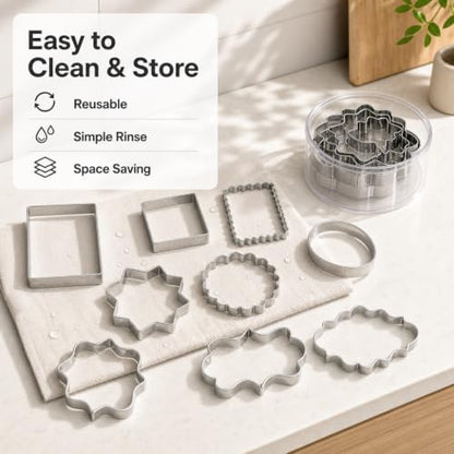 10 Piece Premium Stainless Steel Cookie Cutter Set, Rust Resistant Metal Baking Molds, Reusable Assorted Shapes for Cookies, Fondant, Brownies,DIY Baking Supplies
