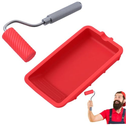Glue Roller Set Silicone Glue Applicator with Tray for Woodworking, Arts and Crafts, Wood Projects, Furniture Repair and Professional Paint Kit Red - color: Red