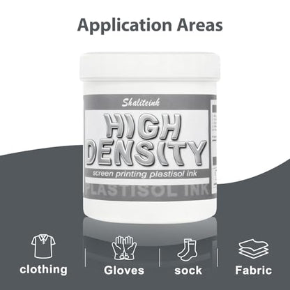 Shaliteink® Screen Printing Plastisol Ink High Density - Highly Opaque Screen Printing Ink for Cotton, Polyester and Other Fabrics (8oz.) - color: High Density, size: 8 fl oz