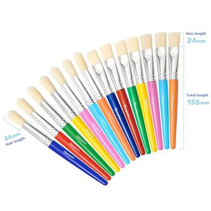 Kids Paint Brushes Set, 28 Pack Non-Toxic Washable Round & Flat Art Brushes for Children Ages 3-8, Ideal for Classroom & Party Activities - size: 28PCS