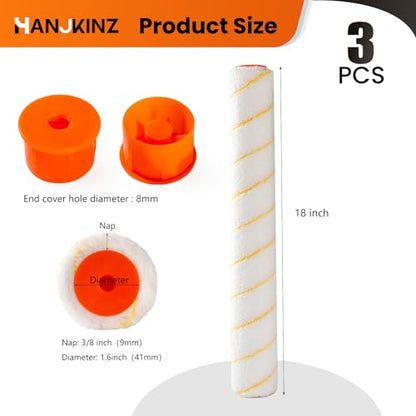 18 Inch Microfiber Paint Roller Covers, 3 Pack, Paint Rollers 18 Inch (3/8" Nap), Large Paint Rollers, Paint Supplies for Painting Walls - size: 18 Inch,3 Pack