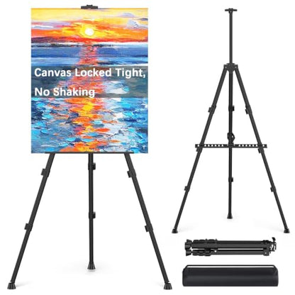 Display Easel for Wedding Sign & Painting, 17''-70'' Adjustable Collapsible Metal Tripod Easel, Secure Anti-Slip Tray, Dual Use Floor & Tabletop Stand with Free 18" Carry Bag for Sketch & Display