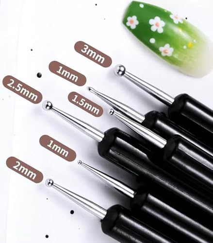 Metallic Nail Art Brushes Set, 6Pcs Double-Ended Thin Detail Art brush Liner,Nail Liner Brush, Nail Dotting Drawing Tool, UV Gel Polish Painting Tool,Nail Art Design Pen
