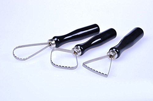 Daycount Pottery Tool Set - 3 Loop Tools, Wood + Stainless Steel, Silver & Black, 100g Each, For Pottery Clay Sculpting & Carving