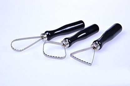Daycount Pottery Tool Set - 3 Loop Tools, Wood + Stainless Steel, Silver & Black, 100g Each, For Pottery Clay Sculpting & Carving