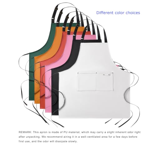 eywlwaar PU Waterproof Apron with 2 Big Pockets Adjustable Oil Proof Apron for Kitchen Dishwashing Cooking 29.92"x 26.77" - color: Green